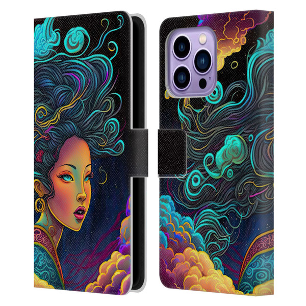 Wumples Cosmic Arts Cloud Goddess Leather Book Wallet Case Cover For Apple iPhone 14 Pro Max