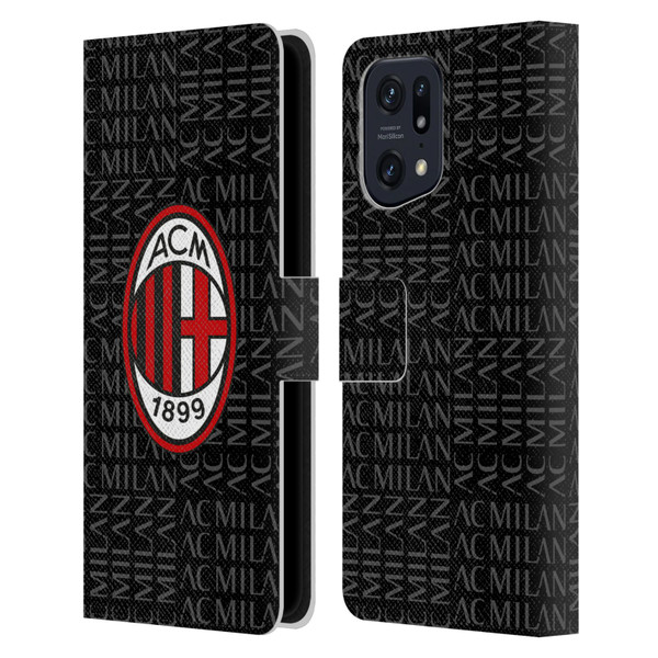 AC Milan Crest Patterns Red And Grey Leather Book Wallet Case Cover For OPPO Find X5