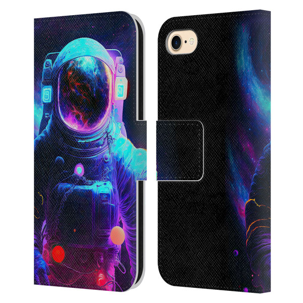 Wumples Cosmic Arts Astronaut Leather Book Wallet Case Cover For Apple iPhone 7 / 8 / SE 2020 & 2022