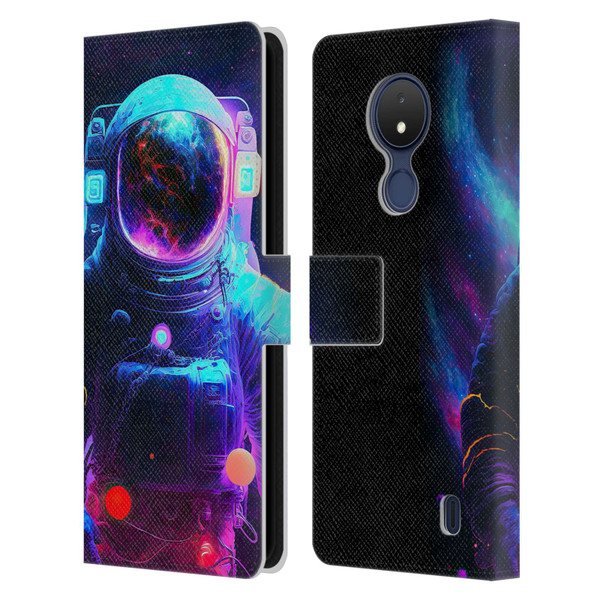 Wumples Cosmic Arts Astronaut Leather Book Wallet Case Cover For Nokia C21