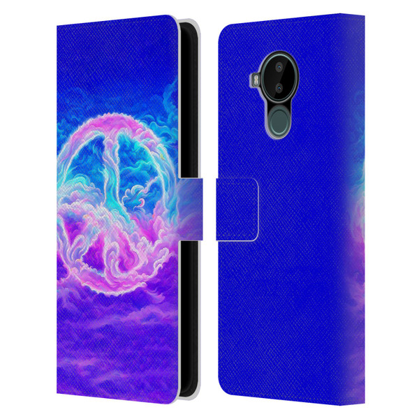 Wumples Cosmic Arts Clouded Peace Symbol Leather Book Wallet Case Cover For Nokia C30