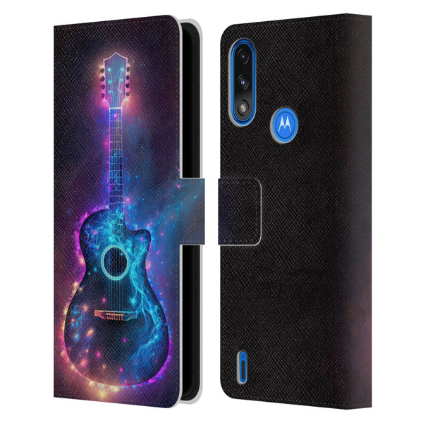 Wumples Cosmic Arts Guitar Leather Book Wallet Case Cover For Motorola Moto E7 Power / Moto E7i Power