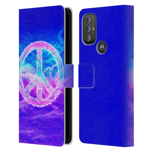 Wumples Cosmic Arts Clouded Peace Symbol Leather Book Wallet Case Cover For Motorola Moto G10 / Moto G20 / Moto G30