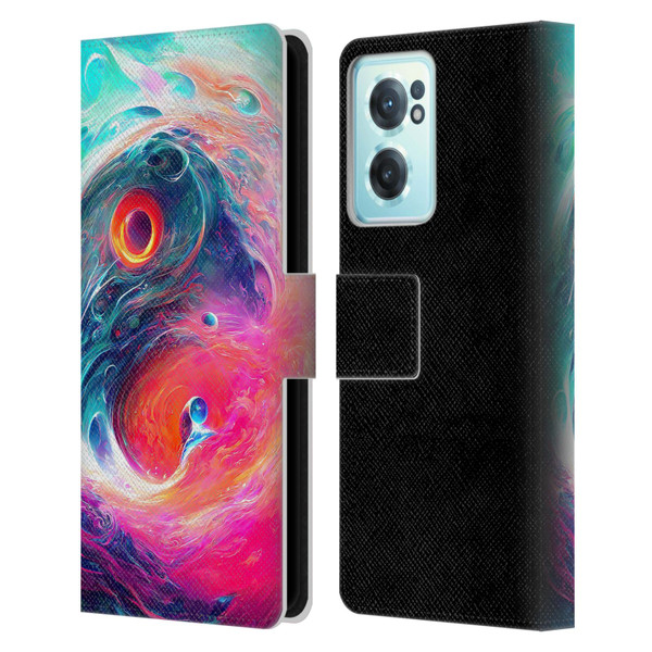 Wumples Cosmic Arts Blue And Pink Yin Yang Vortex Leather Book Wallet Case Cover For OnePlus Nord CE 2 5G