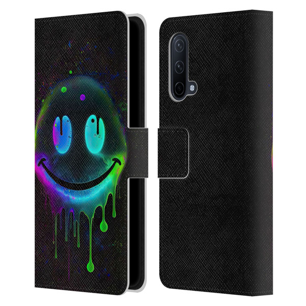 Wumples Cosmic Arts Drip Smiley Leather Book Wallet Case Cover For OnePlus Nord CE 5G