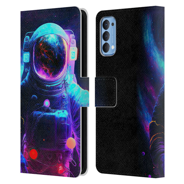 Wumples Cosmic Arts Astronaut Leather Book Wallet Case Cover For OPPO Reno 4 5G