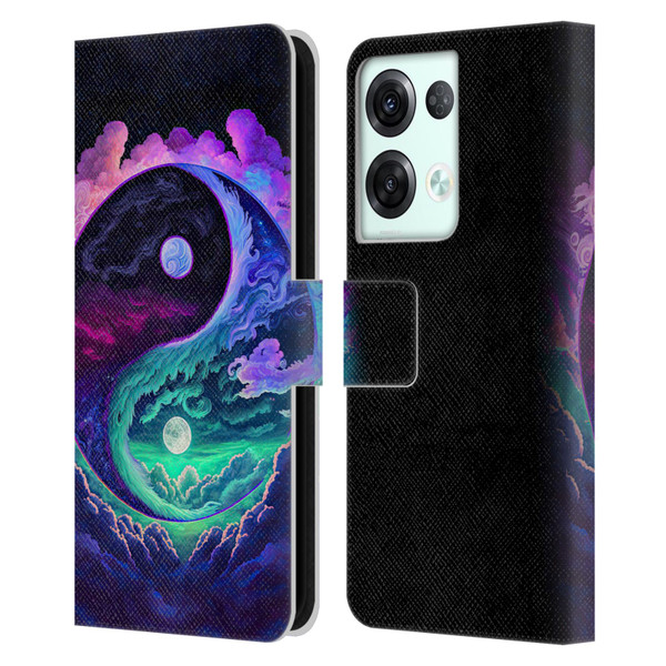 Wumples Cosmic Arts Clouded Yin Yang Leather Book Wallet Case Cover For OPPO Reno8 Pro