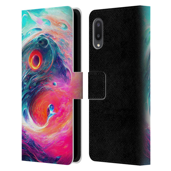 Wumples Cosmic Arts Blue And Pink Yin Yang Vortex Leather Book Wallet Case Cover For Samsung Galaxy A02/M02 (2021)