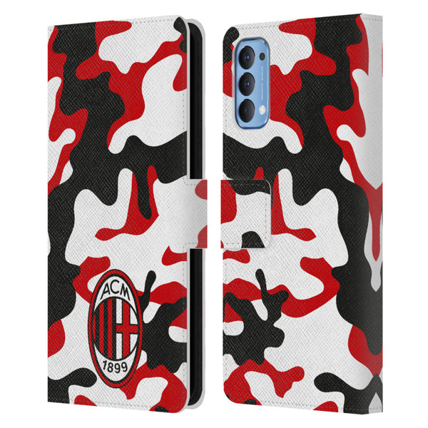AC Milan Crest Patterns Camouflage Leather Book Wallet Case Cover For OPPO Reno 4 5G