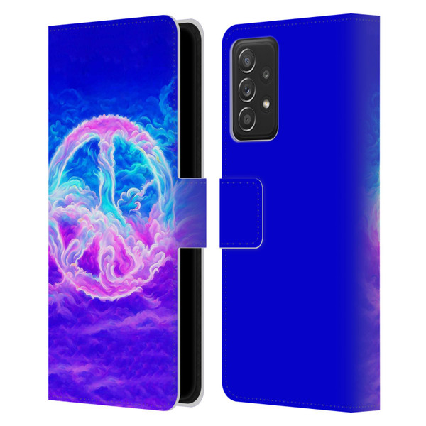 Wumples Cosmic Arts Clouded Peace Symbol Leather Book Wallet Case Cover For Samsung Galaxy A52 / A52s / 5G (2021)