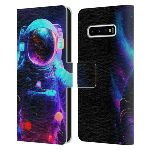 Wumples Cosmic Arts Astronaut Leather Book Wallet Case Cover For Samsung Galaxy S10+ / S10 Plus