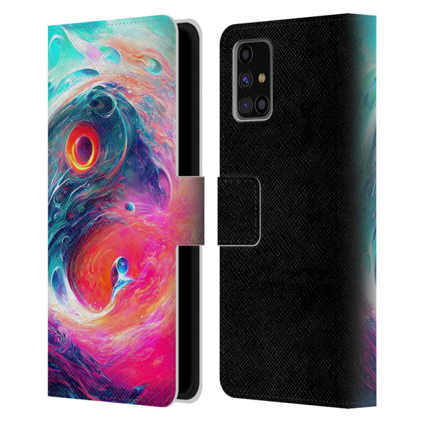 Wumples Cosmic Arts Blue And Pink Yin Yang Vortex Leather Book Wallet Case Cover For Samsung Galaxy M31s (2020)
