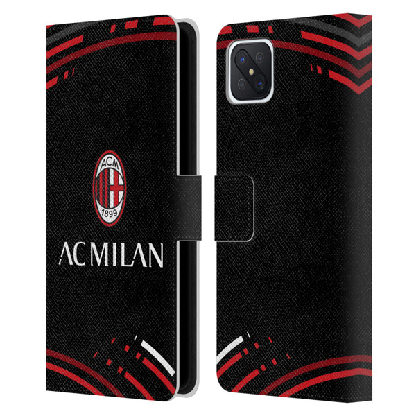 AC Milan Crest Patterns Curved Leather Book Wallet Case Cover For OPPO Reno4 Z 5G