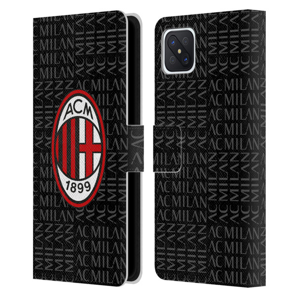 AC Milan Crest Patterns Red And Grey Leather Book Wallet Case Cover For OPPO Reno4 Z 5G