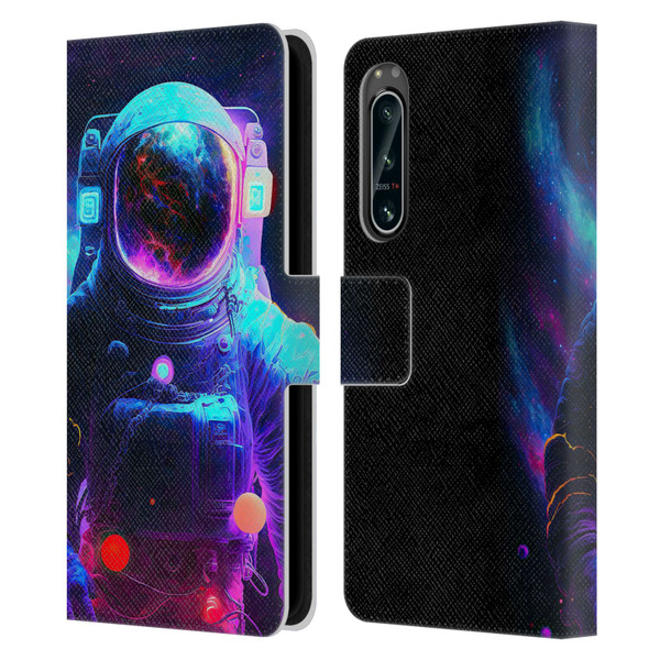 Wumples Cosmic Arts Astronaut Leather Book Wallet Case Cover For Sony Xperia 5 IV