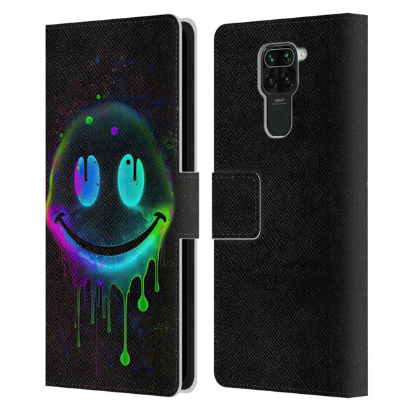 Wumples Cosmic Arts Drip Smiley Leather Book Wallet Case Cover For Xiaomi Redmi Note 9 / Redmi 10X 4G