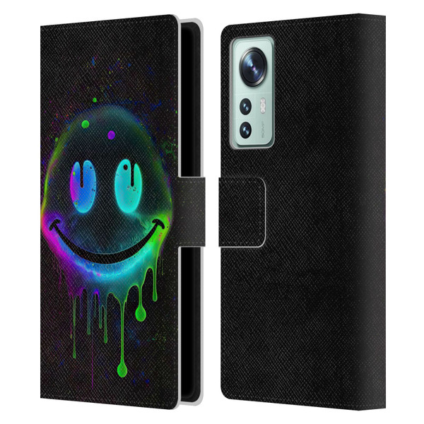 Wumples Cosmic Arts Drip Smiley Leather Book Wallet Case Cover For Xiaomi 12