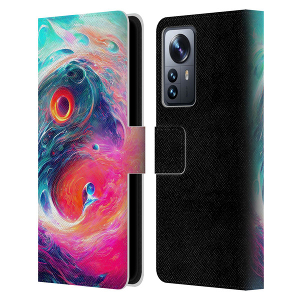 Wumples Cosmic Arts Blue And Pink Yin Yang Vortex Leather Book Wallet Case Cover For Xiaomi 12 Pro