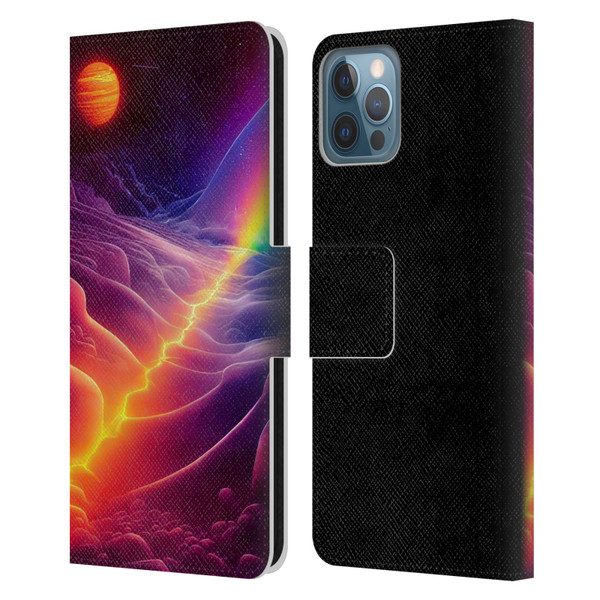 Wumples Cosmic Universe A Chasm On A Distant Moon Leather Book Wallet Case Cover For Apple iPhone 12 / iPhone 12 Pro