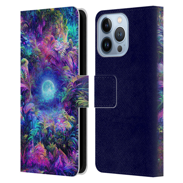 Wumples Cosmic Universe Jungle Moonrise Leather Book Wallet Case Cover For Apple iPhone 13 Pro