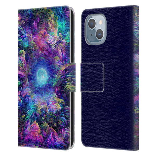 Wumples Cosmic Universe Jungle Moonrise Leather Book Wallet Case Cover For Apple iPhone 14