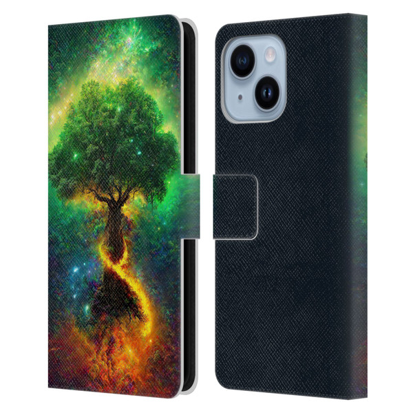 Wumples Cosmic Universe Yggdrasil, Norse Tree Of Life Leather Book Wallet Case Cover For Apple iPhone 14 Plus