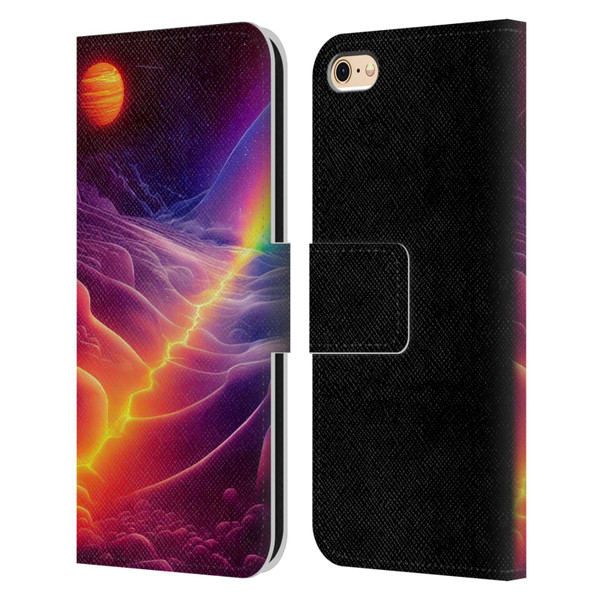 Wumples Cosmic Universe A Chasm On A Distant Moon Leather Book Wallet Case Cover For Apple iPhone 6 / iPhone 6s