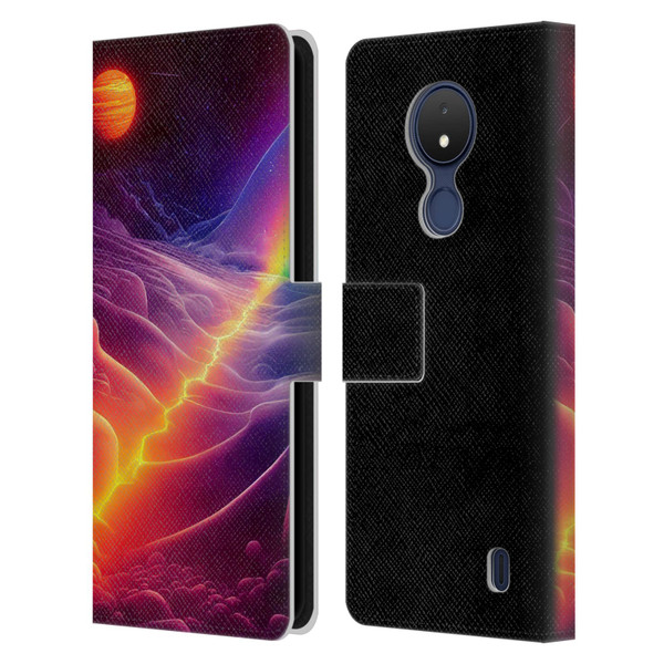 Wumples Cosmic Universe A Chasm On A Distant Moon Leather Book Wallet Case Cover For Nokia C21