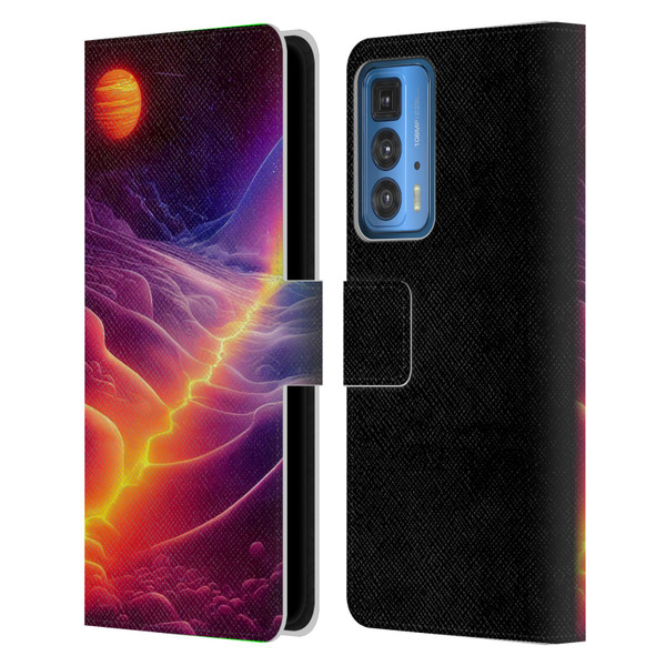 Wumples Cosmic Universe A Chasm On A Distant Moon Leather Book Wallet Case Cover For Motorola Edge (2022)