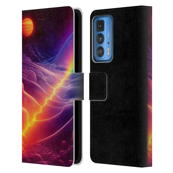 Wumples Cosmic Universe A Chasm On A Distant Moon Leather Book Wallet Case Cover For Motorola Edge 20 Pro
