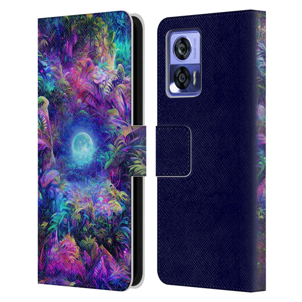 Wumples Cosmic Universe Jungle Moonrise Leather Book Wallet Case Cover For Motorola Edge 30 Neo 5G