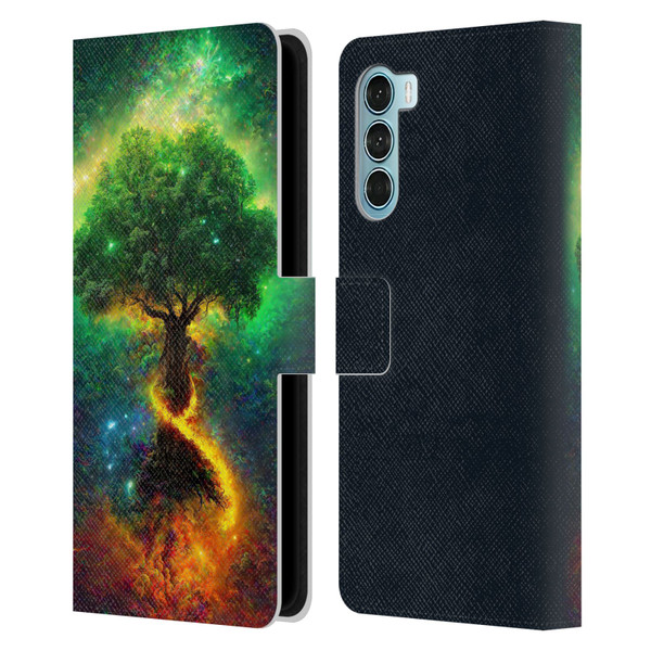 Wumples Cosmic Universe Yggdrasil, Norse Tree Of Life Leather Book Wallet Case Cover For Motorola Edge S30 / Moto G200 5G