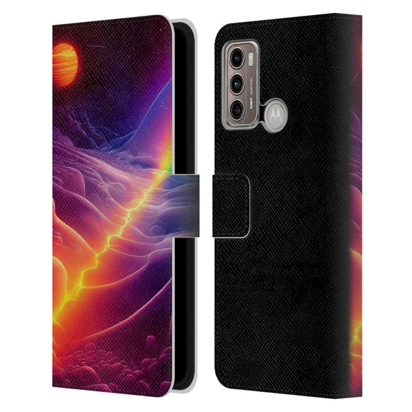 Wumples Cosmic Universe A Chasm On A Distant Moon Leather Book Wallet Case Cover For Motorola Moto G60 / Moto G40 Fusion