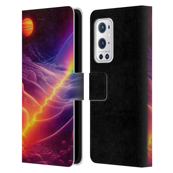 Wumples Cosmic Universe A Chasm On A Distant Moon Leather Book Wallet Case Cover For OnePlus 9 Pro