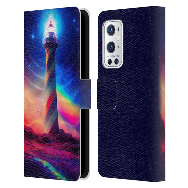 Wumples Cosmic Universe Lighthouse Leather Book Wallet Case Cover For OnePlus 9 Pro