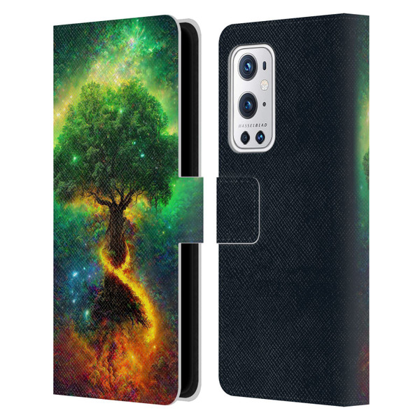 Wumples Cosmic Universe Yggdrasil, Norse Tree Of Life Leather Book Wallet Case Cover For OnePlus 9 Pro