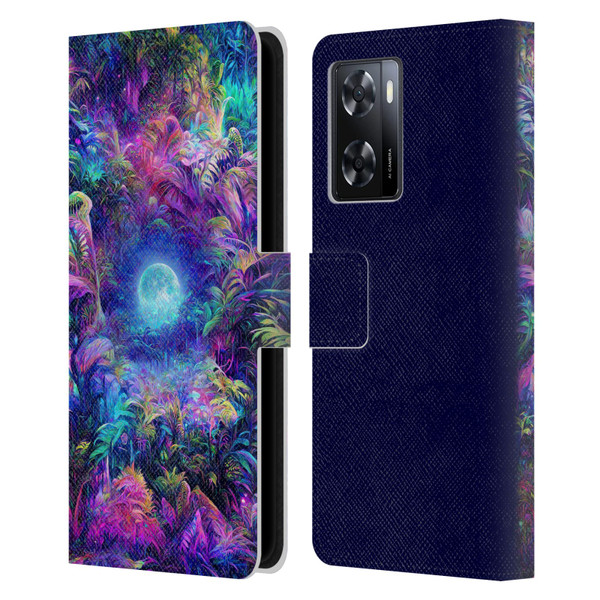 Wumples Cosmic Universe Jungle Moonrise Leather Book Wallet Case Cover For OPPO A57s