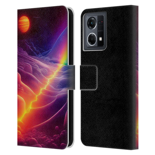 Wumples Cosmic Universe A Chasm On A Distant Moon Leather Book Wallet Case Cover For OPPO Reno8 4G