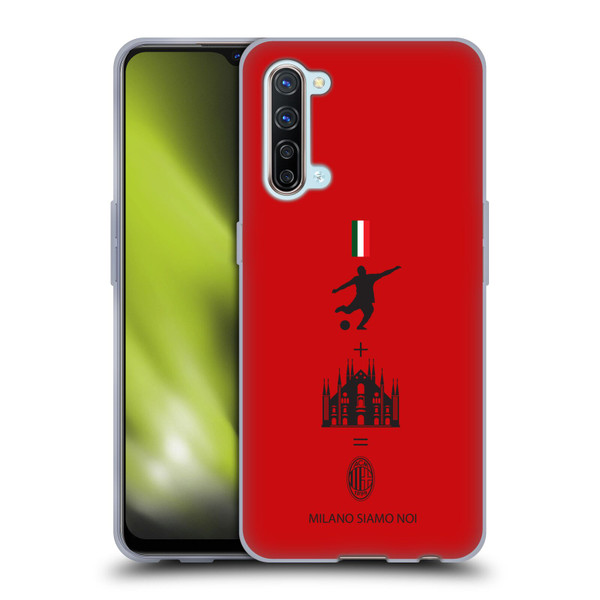 AC Milan Crest Patterns Red Soft Gel Case for OPPO Find X2 Lite 5G