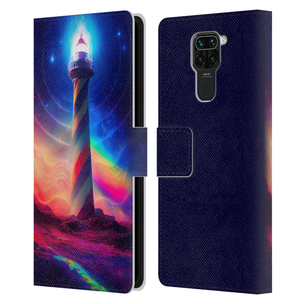 Wumples Cosmic Universe Lighthouse Leather Book Wallet Case Cover For Xiaomi Redmi Note 9 / Redmi 10X 4G