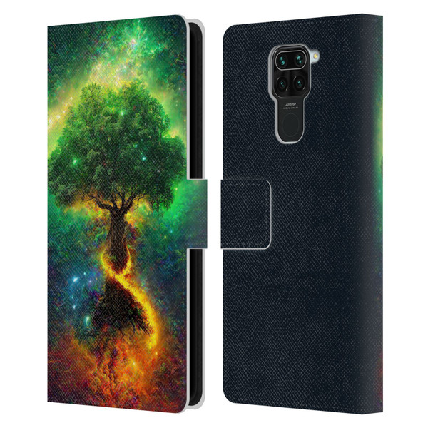 Wumples Cosmic Universe Yggdrasil, Norse Tree Of Life Leather Book Wallet Case Cover For Xiaomi Redmi Note 9 / Redmi 10X 4G