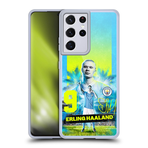 Manchester City Man City FC 2023/24 First Team Erling Haaland Soft Gel Case for Samsung Galaxy S21 Ultra 5G