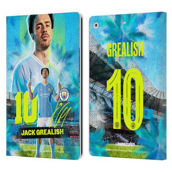 Manchester City Man City FC 2023/24 First Team Jack Grealish Leather Book Wallet Case Cover For Apple iPad 10.2 2019/2020/2021