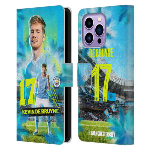 Manchester City Man City FC 2023/24 First Team Kevin De Bruyne Leather Book Wallet Case Cover For Apple iPhone 14 Pro Max