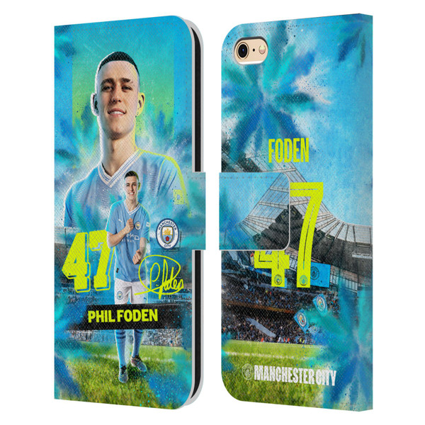 Manchester City Man City FC 2023/24 First Team Phil Foden Leather Book Wallet Case Cover For Apple iPhone 6 / iPhone 6s