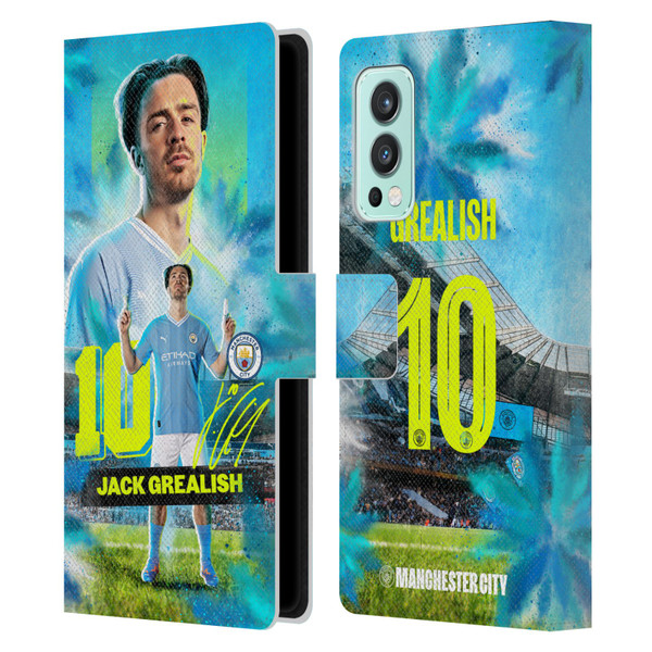 Manchester City Man City FC 2023/24 First Team Jack Grealish Leather Book Wallet Case Cover For OnePlus Nord 2 5G