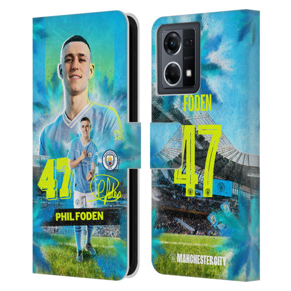 Manchester City Man City FC 2023/24 First Team Phil Foden Leather Book Wallet Case Cover For OPPO Reno8 4G