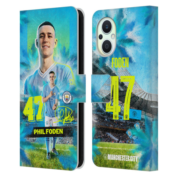 Manchester City Man City FC 2023/24 First Team Phil Foden Leather Book Wallet Case Cover For OPPO Reno8 Lite