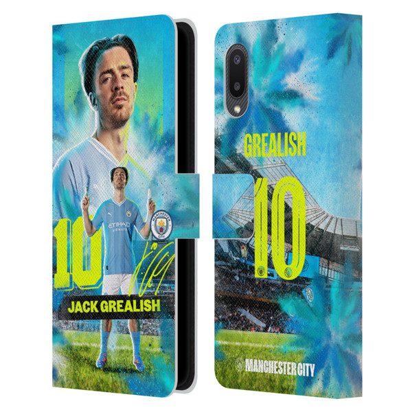 Manchester City Man City FC 2023/24 First Team Jack Grealish Leather Book Wallet Case Cover For Samsung Galaxy A02/M02 (2021)