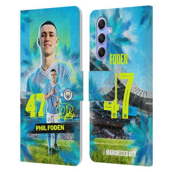 Manchester City Man City FC 2023/24 First Team Phil Foden Leather Book Wallet Case Cover For Samsung Galaxy A34 5G